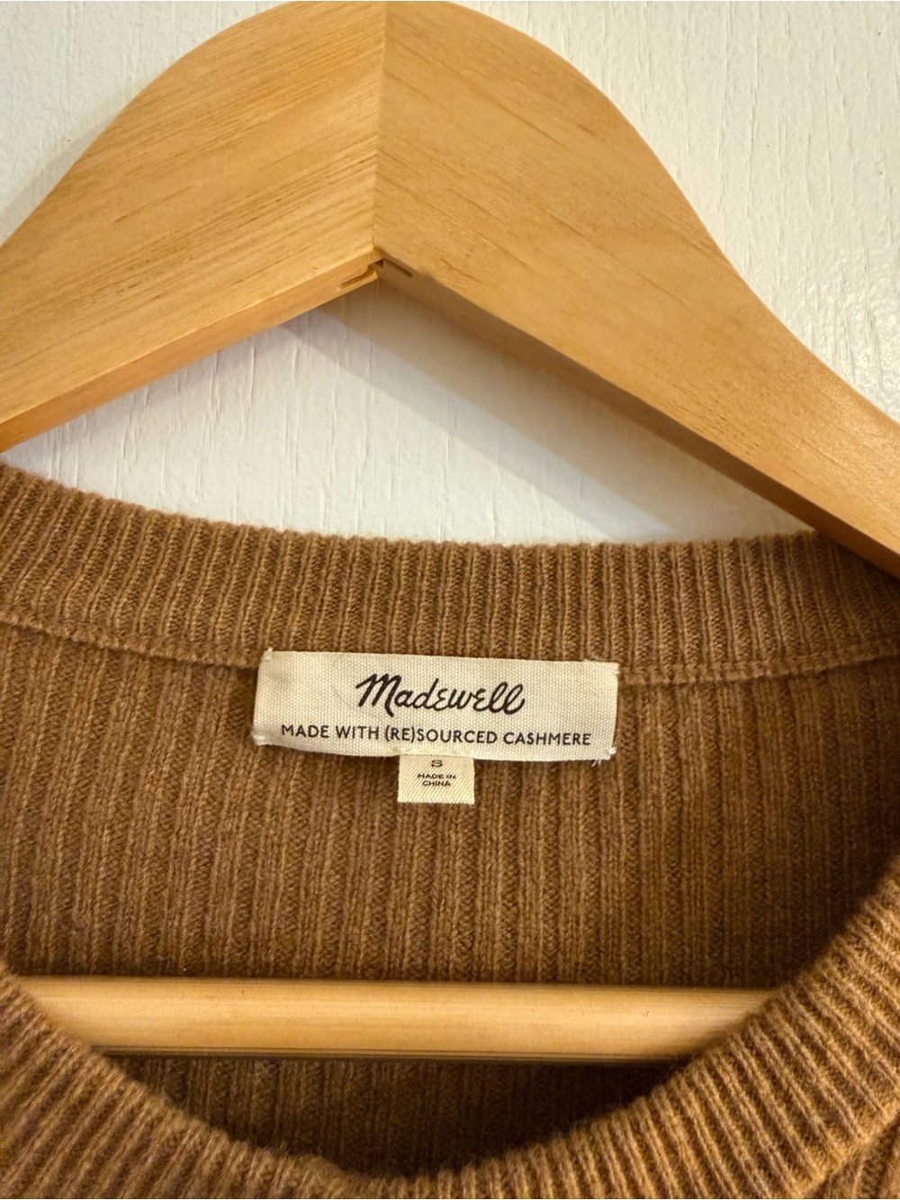 Madewell Cashmere Camel Ribbed Button-Front Cardigan - Picture 4 of 4